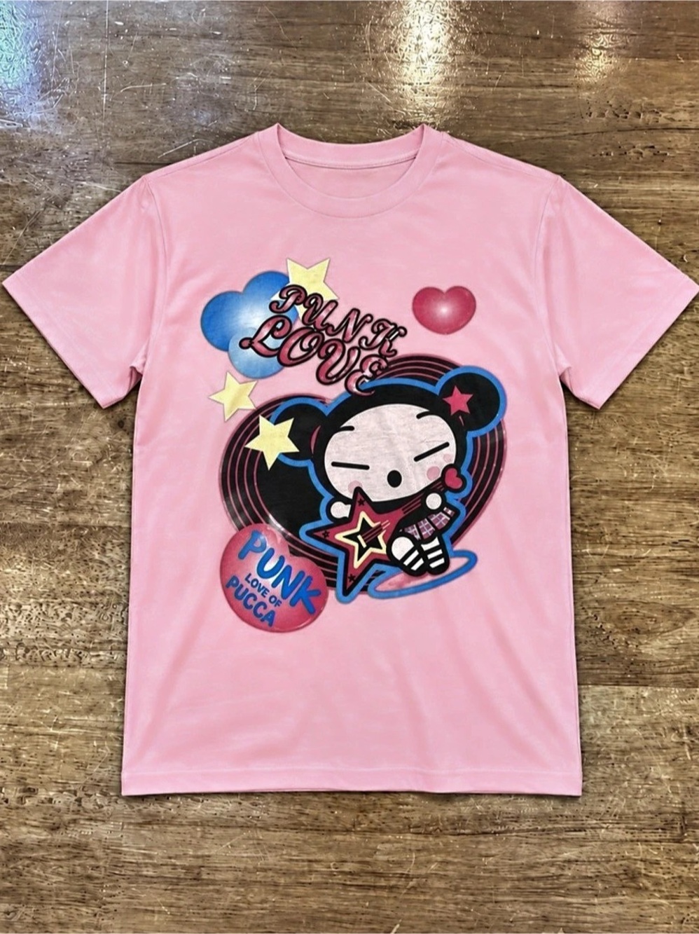 Pucca Punk Love Cute Graphic Light Pink T-Shirt